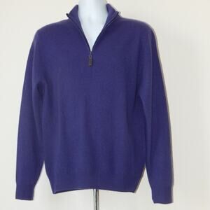 NWT Christian Lacroix Paris CASHMERE One Quarter ZIP Sweater Purple Men’s MEDIUM